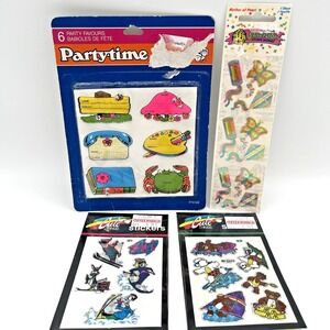 Vintage Puffy Moving Googly Eyes Shiny Stickers Lot of 4 Labels NOS